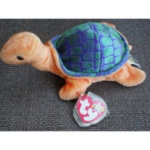 Retired Peekaboo the Turtle Ty Beanie Baby Plush Smiling Orange Babies 4-11-2000